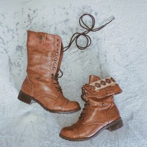 Cue foldable flap leather boots